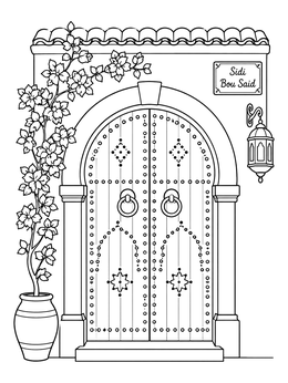 Free printable Traditional Sidi Bou Said Doorway coloring page
