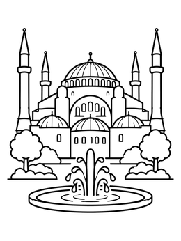 Free printable Hagia Sophia And Courtyard Fountain coloring page