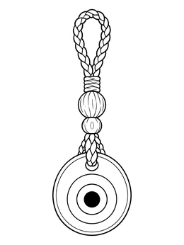 A traditional glass evil eye charm in this turkey country coloring page.