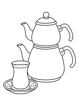 Free printable Traditional Turkish Tea Set coloring page