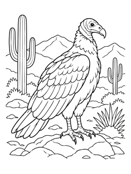 Free printable Turkey Vulture In The Desert coloring page