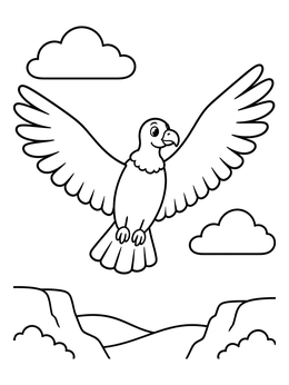 Free printable Cartoon Turkey Vulture Flying High coloring page