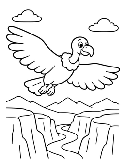 Free printable Vulture Gliding Over A Canyon coloring page