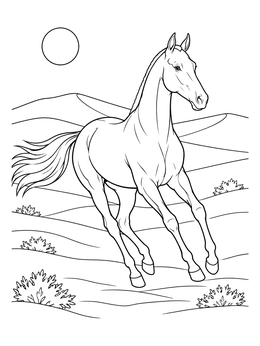 Free printable Akhal Teke Horse In The Desert coloring page