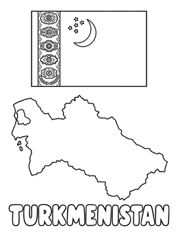 Free printable Turkmenistan Map And Flag coloring page