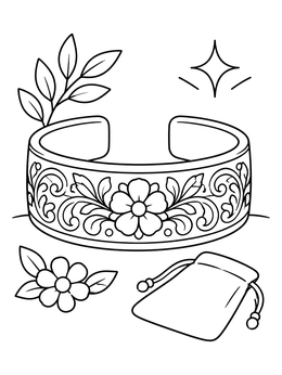 Free printable Embossed Turkmen Silver Bracelet coloring page
