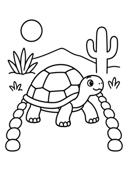 Free printable Cheerful Desert Tortoise On A Path coloring page