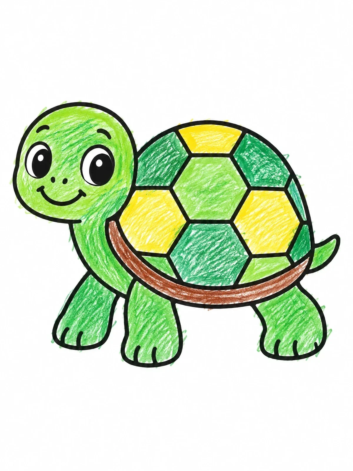 Colored example of the Cute Cartoon Little Turtle coloring page