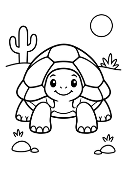 Free printable Cute Desert Tortoise In The Sun coloring page
