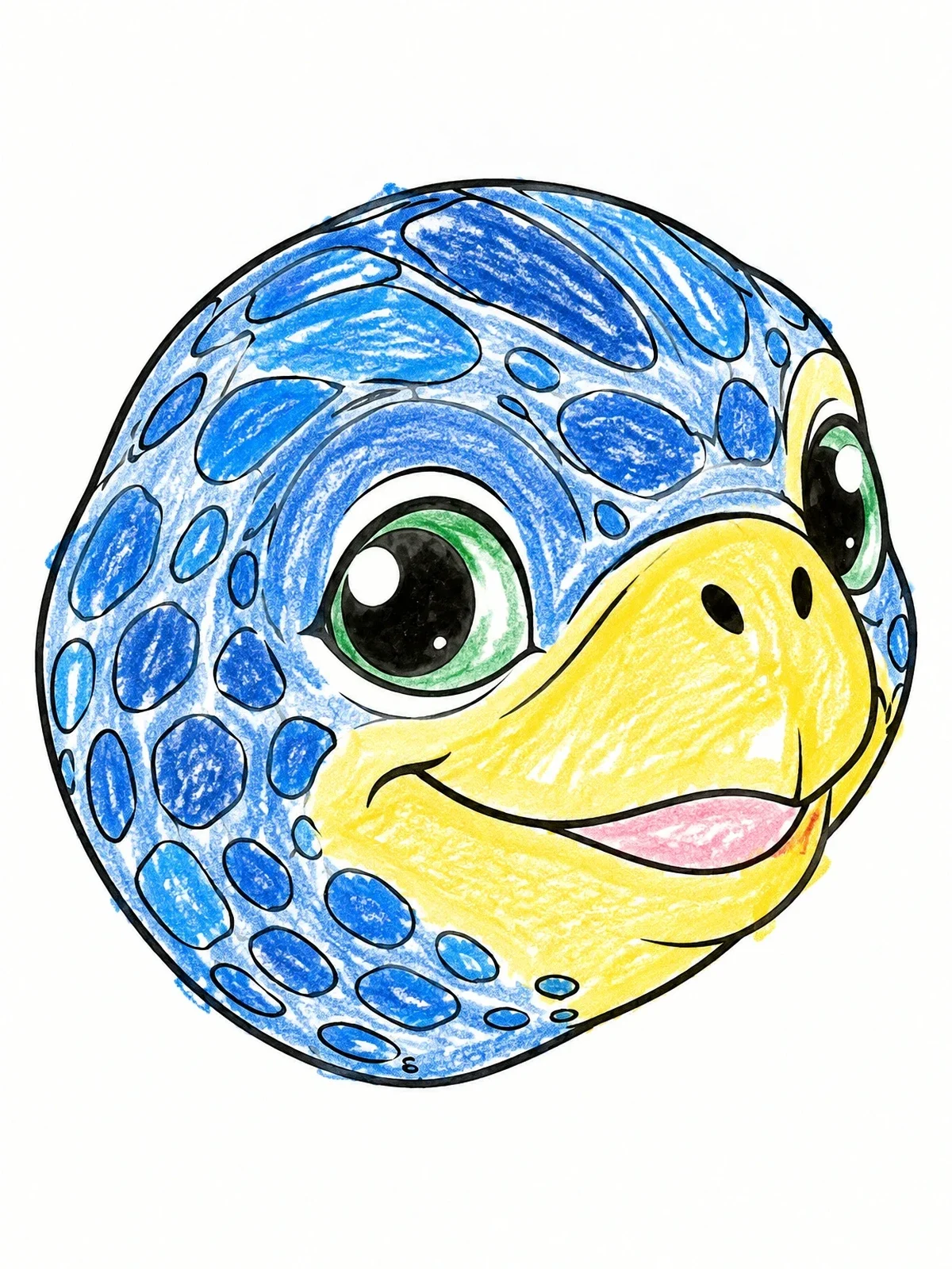 Colored example of the Cute Sea Turtle Head Close Up coloring page