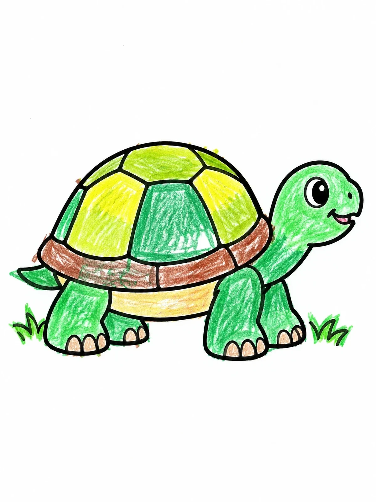 Colored example of the Cute Smiling Box Turtle coloring page