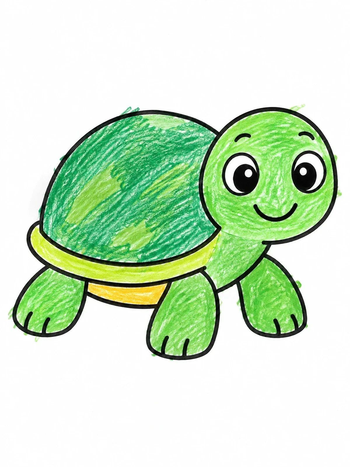 Colored example of the Cute Smiling Little Turtle coloring page