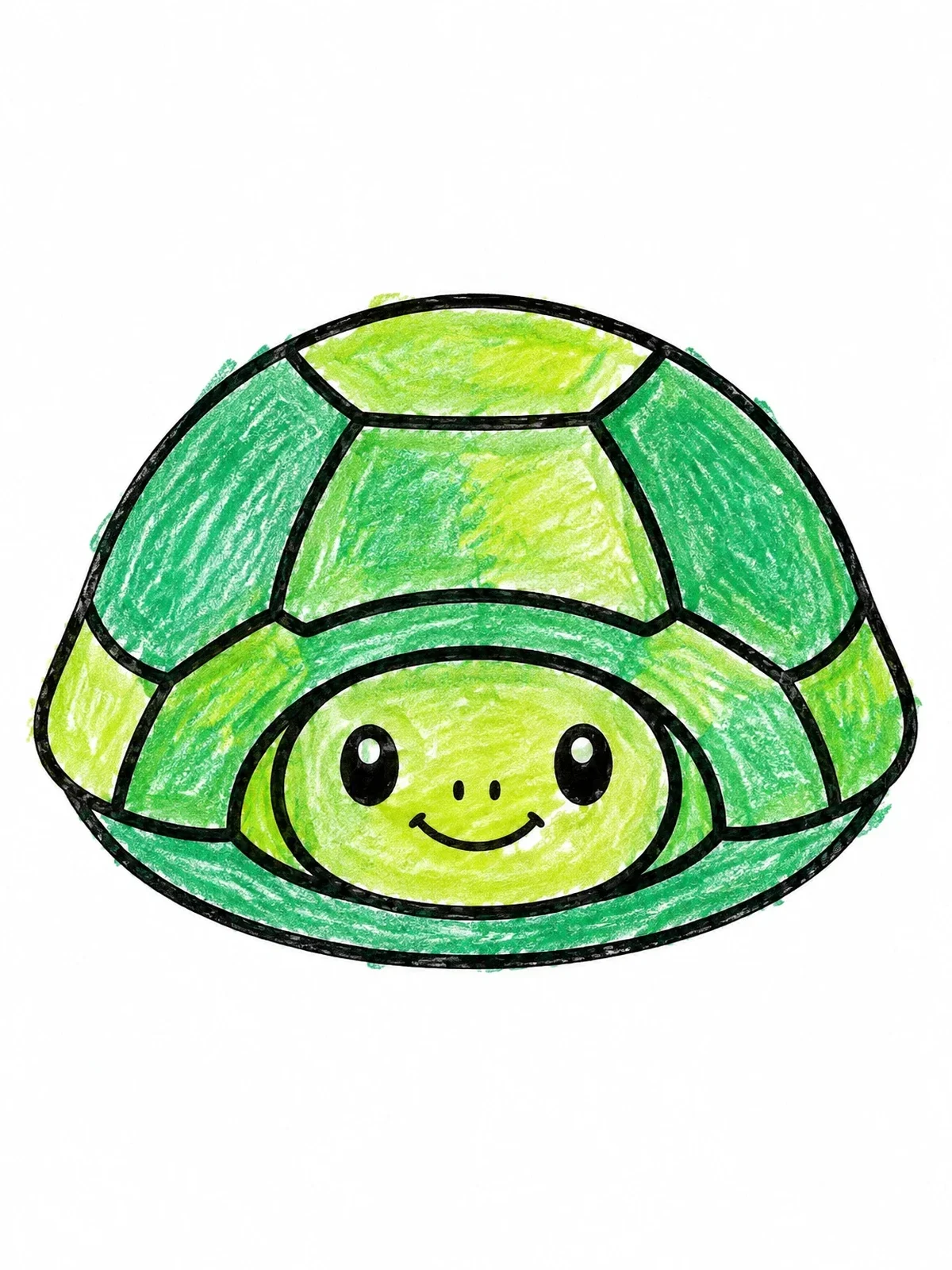 Colored example of the Cute Turtle Peeking From Shell coloring page