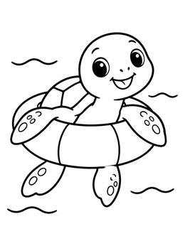 Free printable Sea Turtle With Swim Ring coloring page