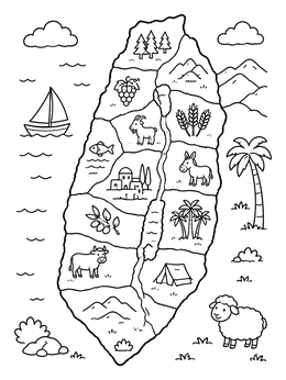 Free printable Map Of The Twelve Tribes Of Israel coloring page