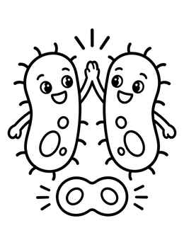 Free printable Twin Bacteria Giving A High Five coloring page