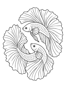 Free printable Twin Betta Fish Pisces Zodiac coloring page