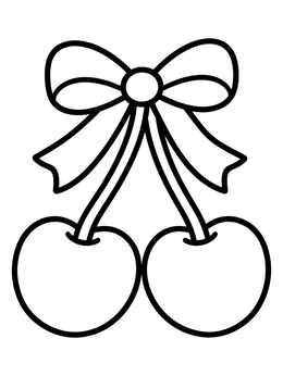 Free printable Twin Cherries Tied With Ribbon Bow coloring page