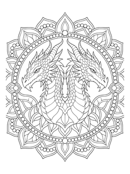 Free printable Twin Headed Dragon Mandala coloring page