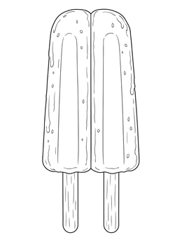 A double stick ice popsicle coloring page with clean outlines.