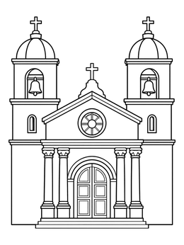 Free printable Twin Tower Historic California Mission coloring page