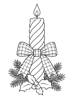 Free printable Twisted Christmas Candle With Plaid Ribbon coloring page