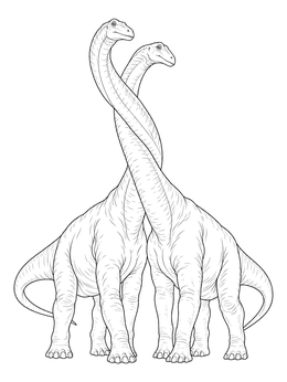Two gentle sauropods featured in this brachiosaurus coloring page.