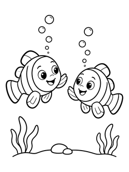 Free printable Cheerful Clownfish Friends Under The Sea coloring page