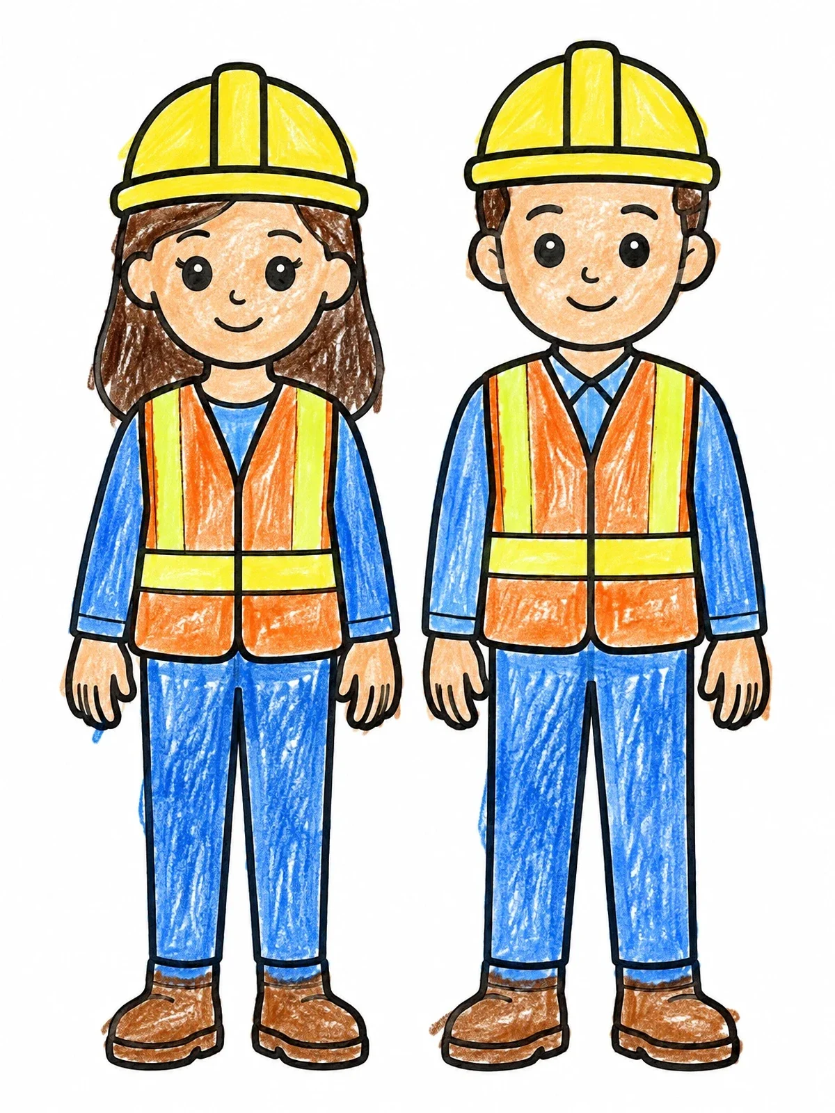 Colored example of the Two Civil Engineers In Safety Vests coloring page
