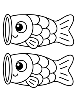 Free printable Two Cute Koinobori Windsocks coloring page