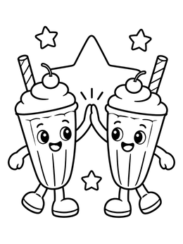 Free printable Two Milkshakes Giving A High Five coloring page