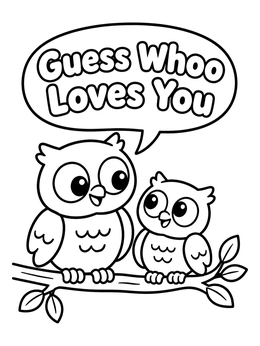 Free printable Two Cute Owls On Branch coloring page