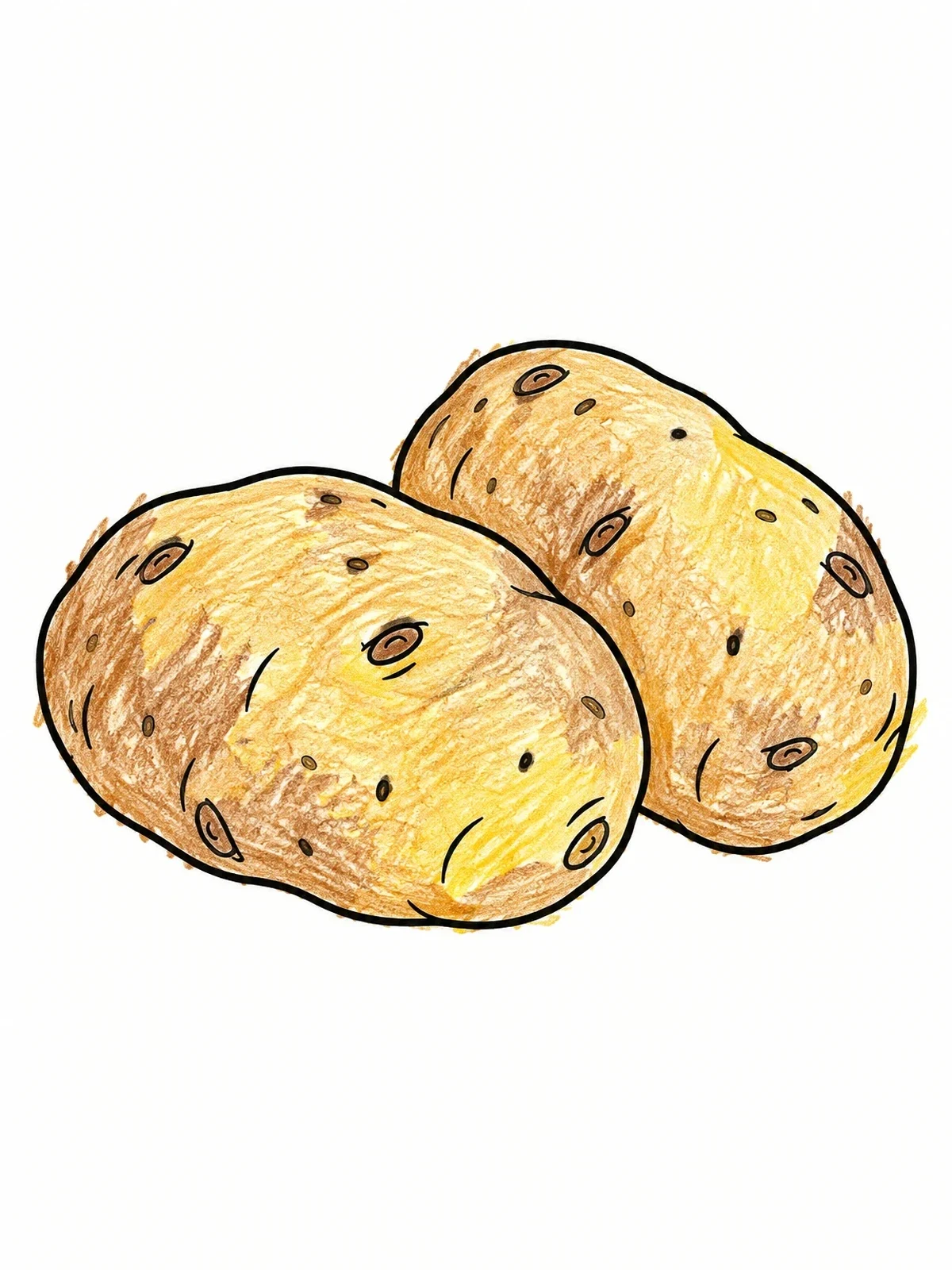 Colored example of the Two Fresh Raw Potatoes coloring page
