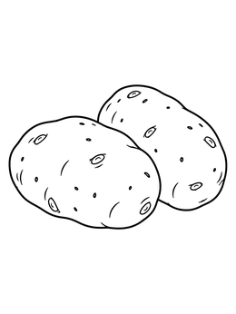 A simple potato coloring page featuring two freshly harvested raw potatoes with clear outlines.