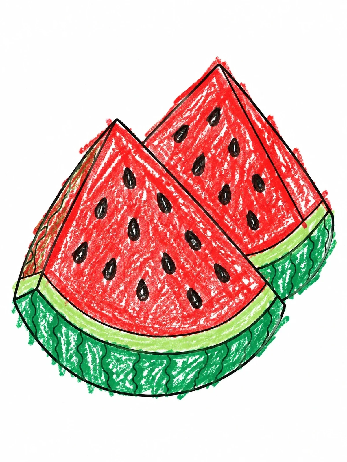 Colored example of the Two Fresh Watermelon Slices coloring page