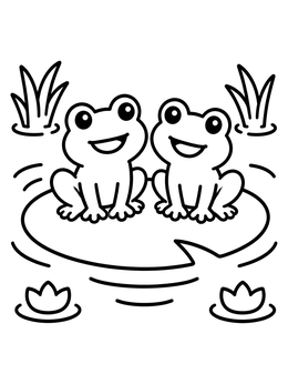 Free printable Two Happy Frogs On A Lily Pad coloring page