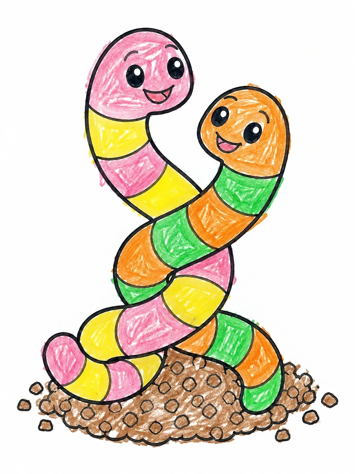 Colored example of the Two Happy Intertwined Worms coloring page