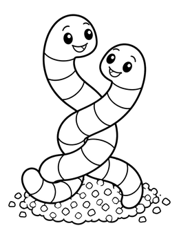 Free printable Two Happy Intertwined Worms coloring page