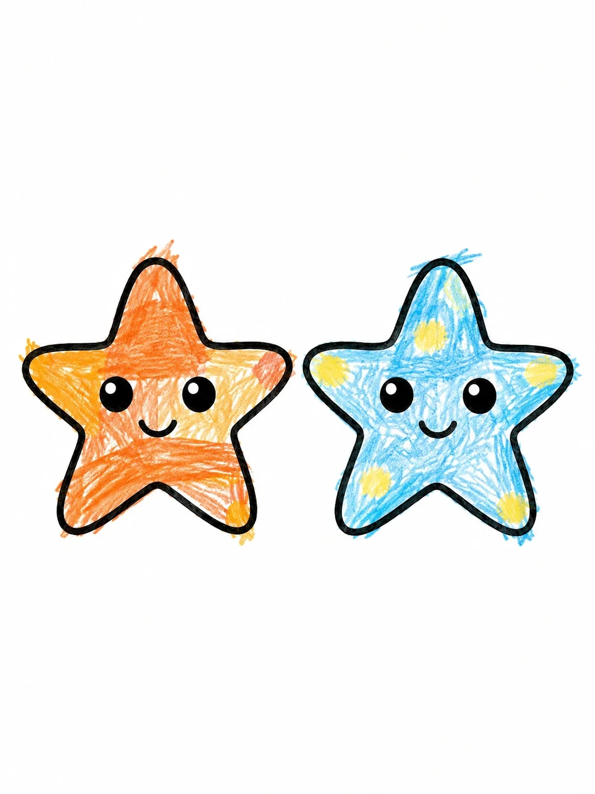Colored example of the Two Happy Little Starfish coloring page