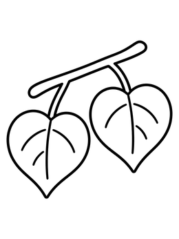Free printable Two Heart Shaped Leaves On A Twig coloring page