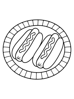 Free printable Two Hot Dogs On A Plate coloring page
