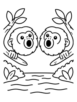 Free printable Two Howler Monkeys By River coloring page
