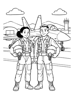 Free printable Jet Pilots On The Runway coloring page
