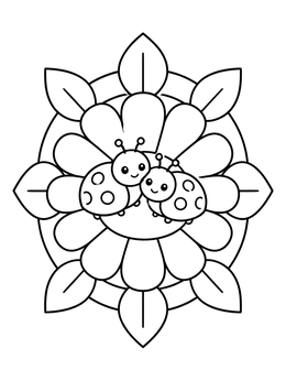 Free printable Two Ladybugs On A Daisy Flower coloring page