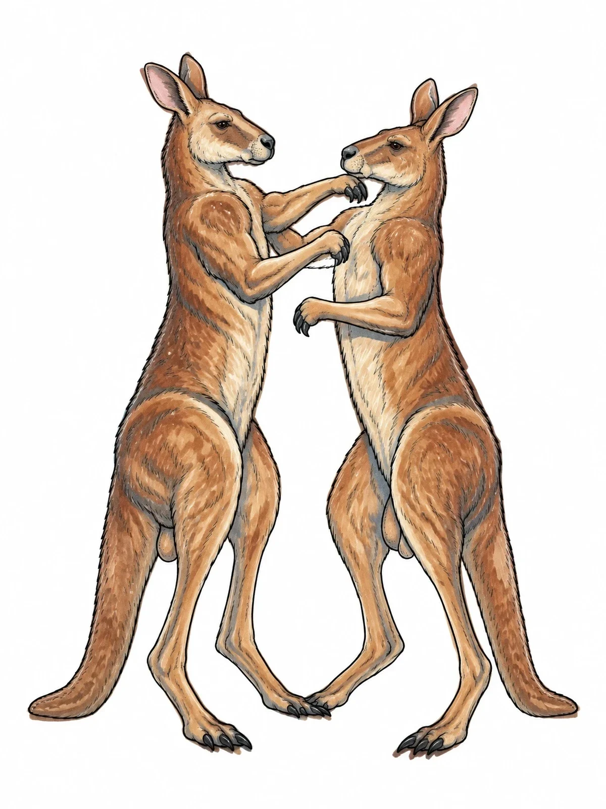 Colored example of the Two Male Kangaroos Boxing coloring page