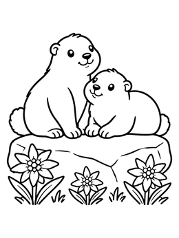Free printable Two Marmots On Alpine Rock coloring page