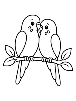Free printable Two Parakeets Perched On A Branch coloring page