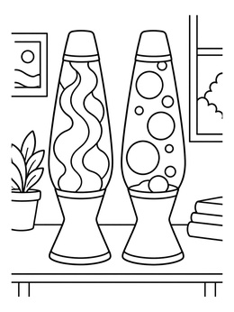 Free printable Two Retro Lava Lamps On Table coloring page