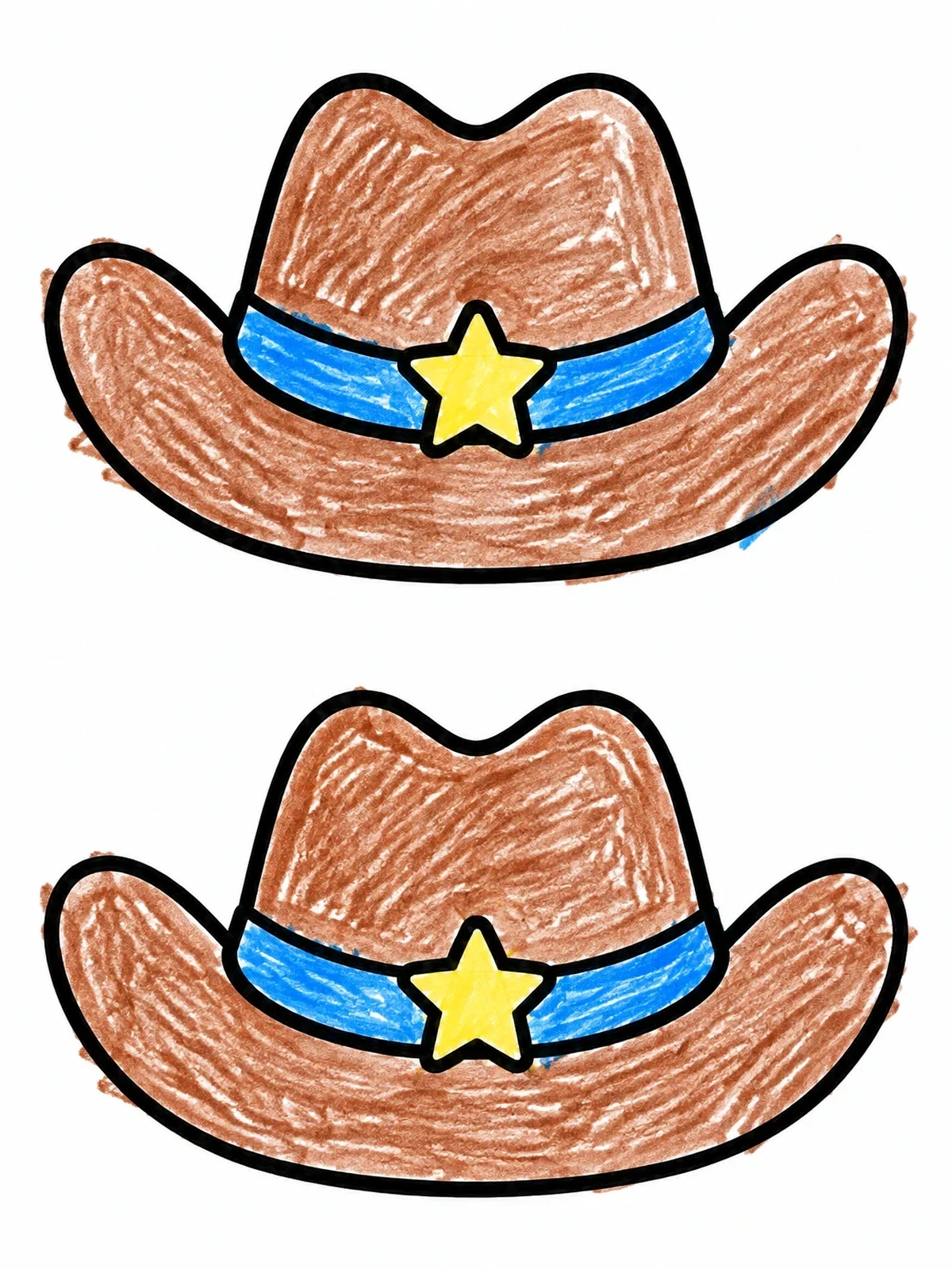 Colored example of the Two Simple Cowboy Hats With Stars coloring page
