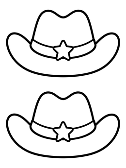 Free printable Two Simple Cowboy Hats With Stars coloring page